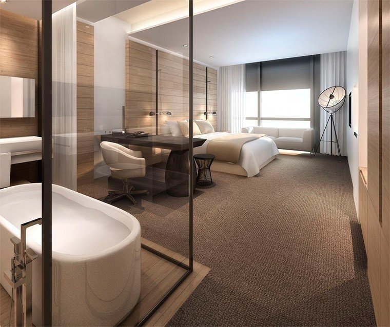 Ванная комната в современном гостиничном стиле