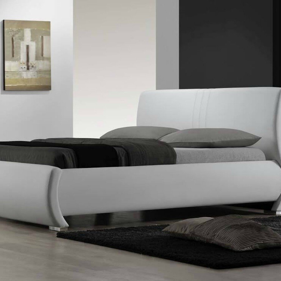 Кровать modern eco-leather queen bed with curves