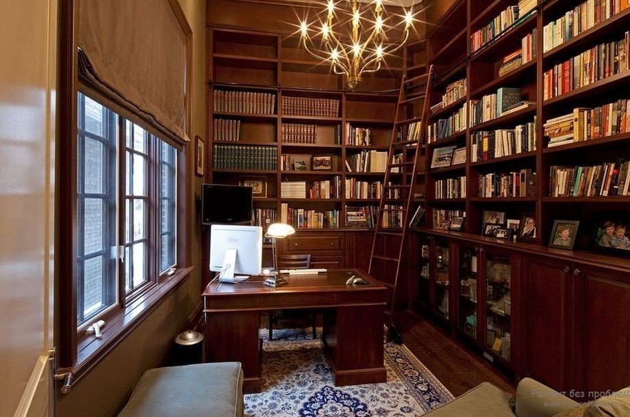 Домашняя библиотека интерьер