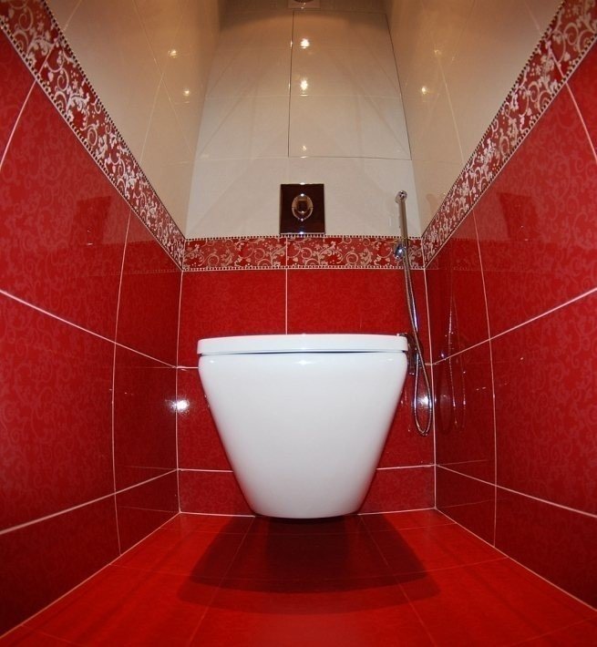 Туалет бордовая плитка для стен