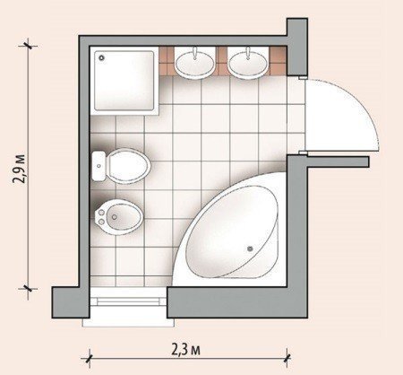 Планировка ванной комнаты с душевой